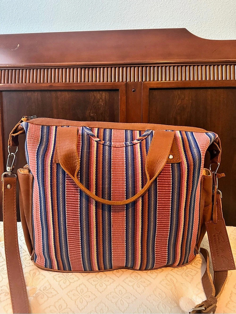 Nena & Co. Striped Tote in Brown & Blue